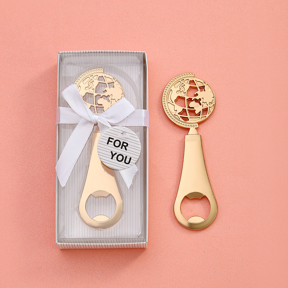 Gold Globe Bottle Opener Party Favor - Image 1