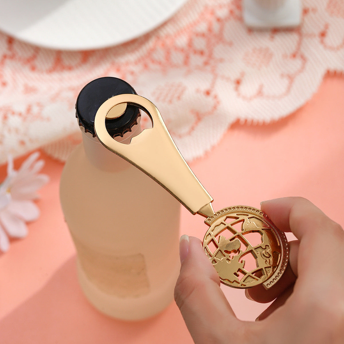 Gold Globe Bottle Opener Party Favor - Image 3