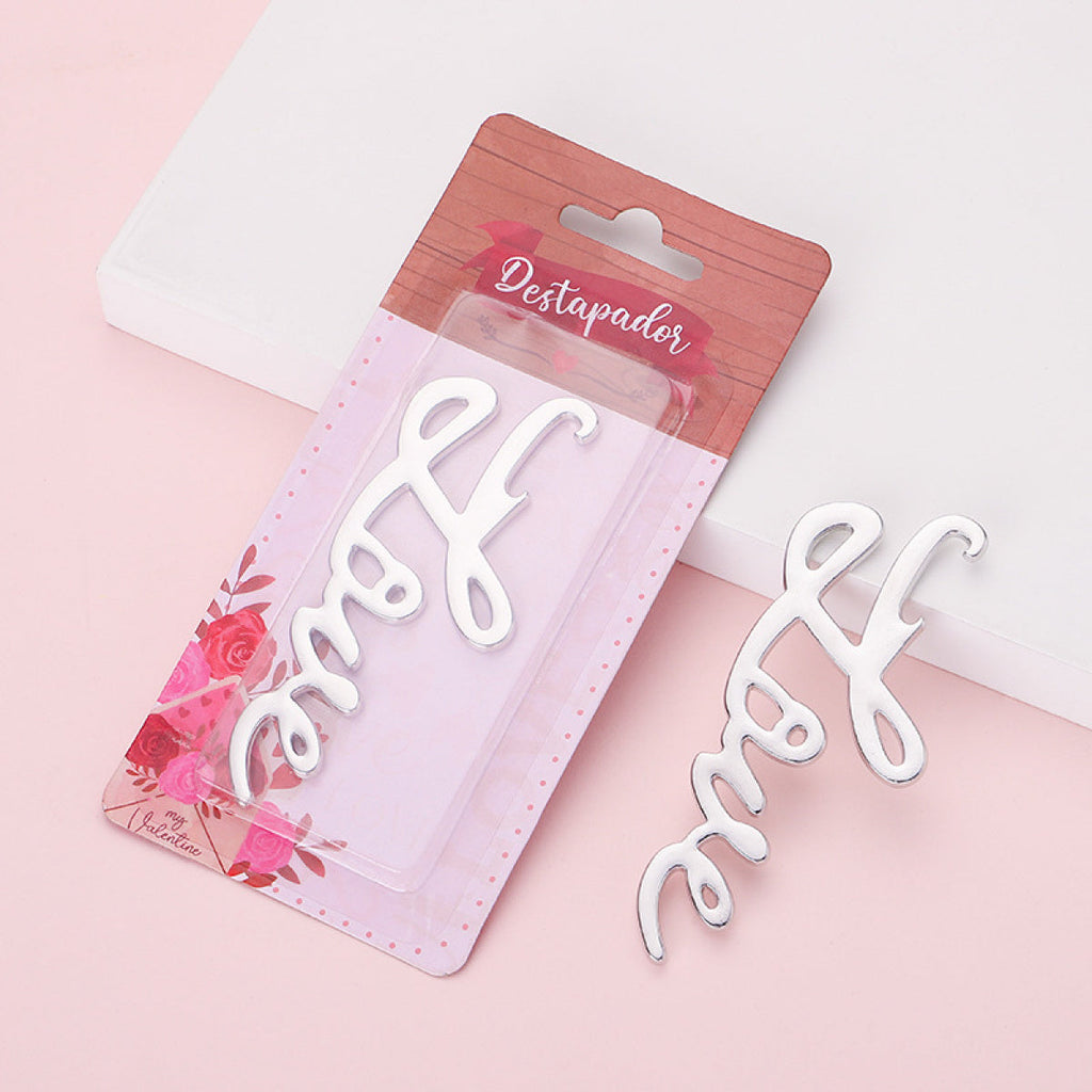 Silver Love Script Bottle Opener - Image 1